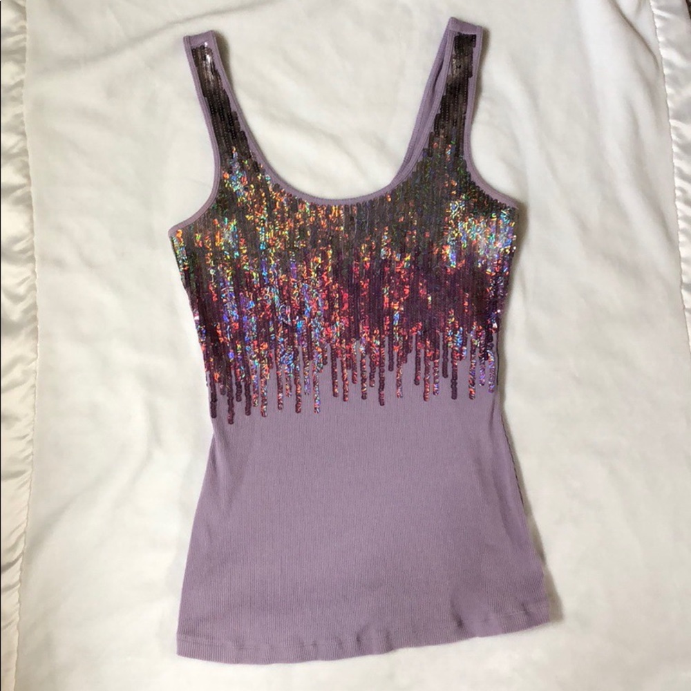 🍬Express🍬 Sequin Purple Tank Top